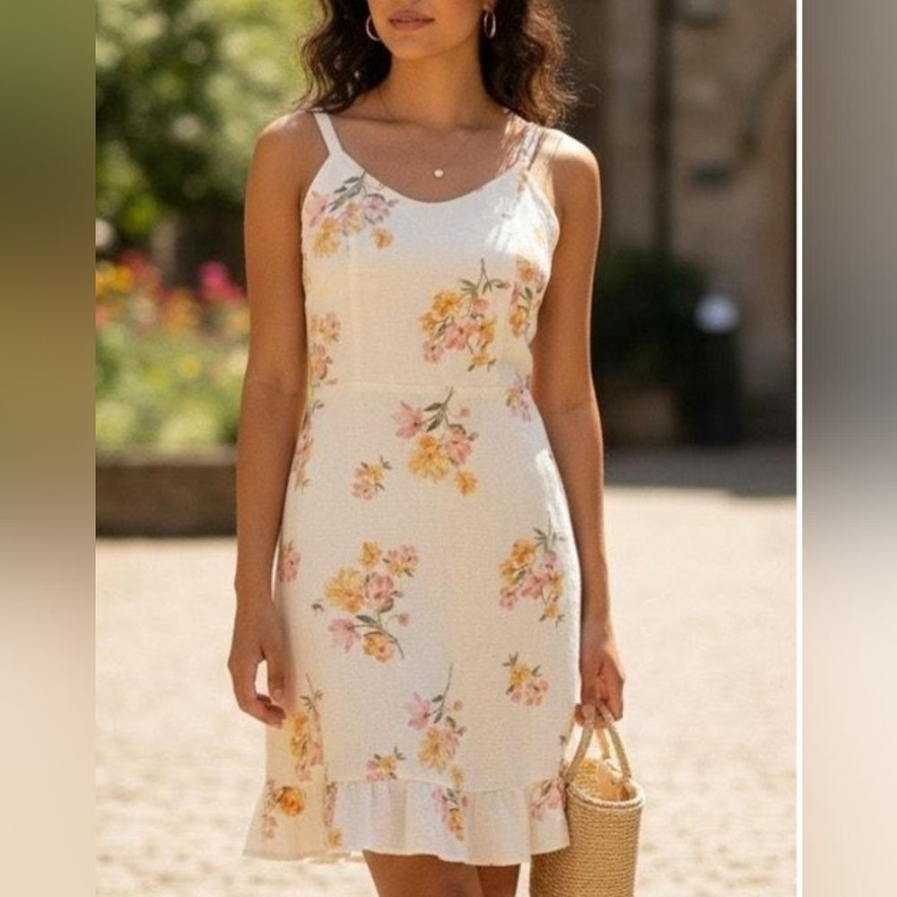 Old Navy Floral-Print Fit & Flare Ruffle-Hem Cami Dress